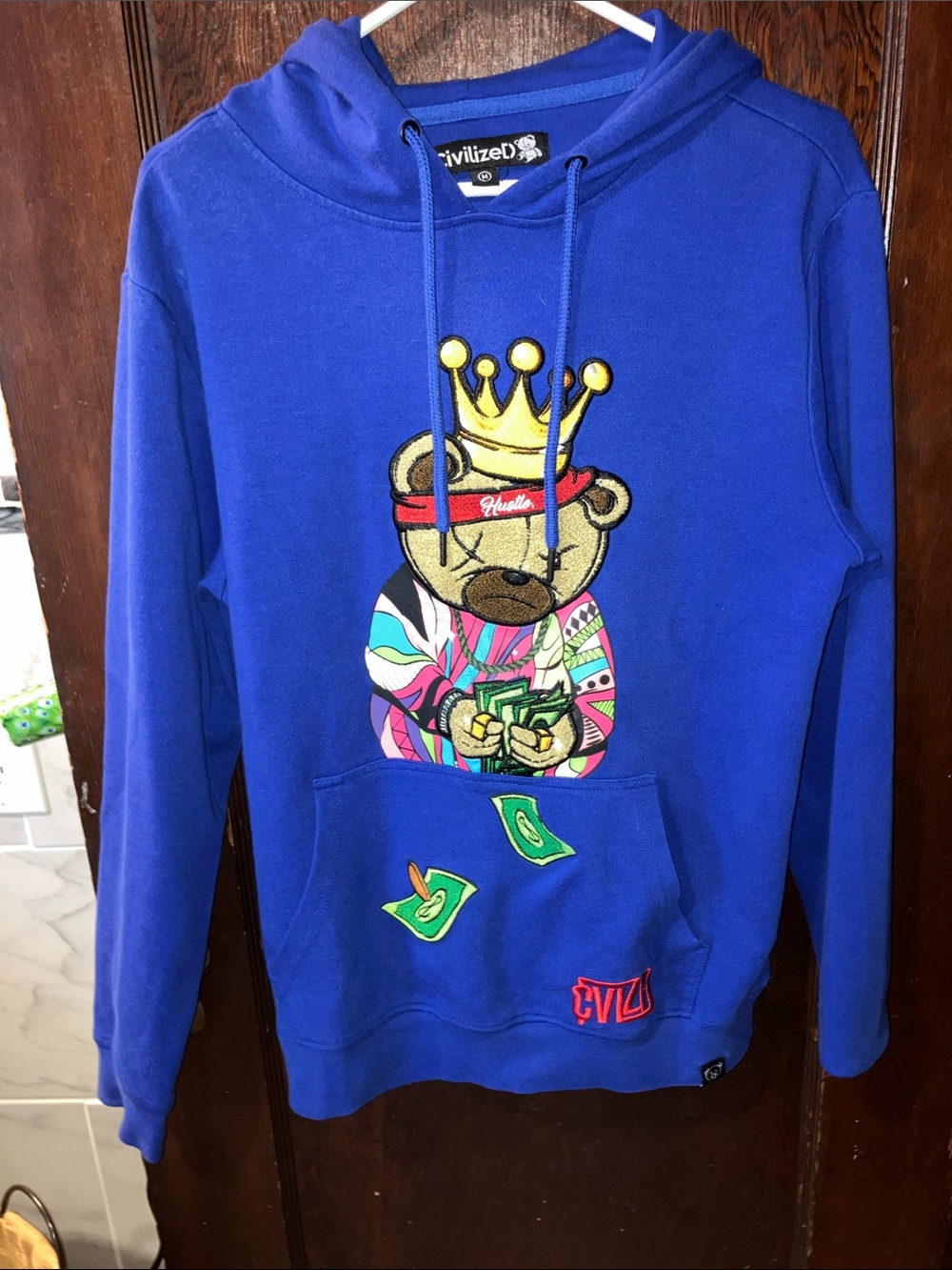CIVILIZED Royal Bear Blue Hoodie - MENS /UNISEX HUSTLER $$ STREETWEAR